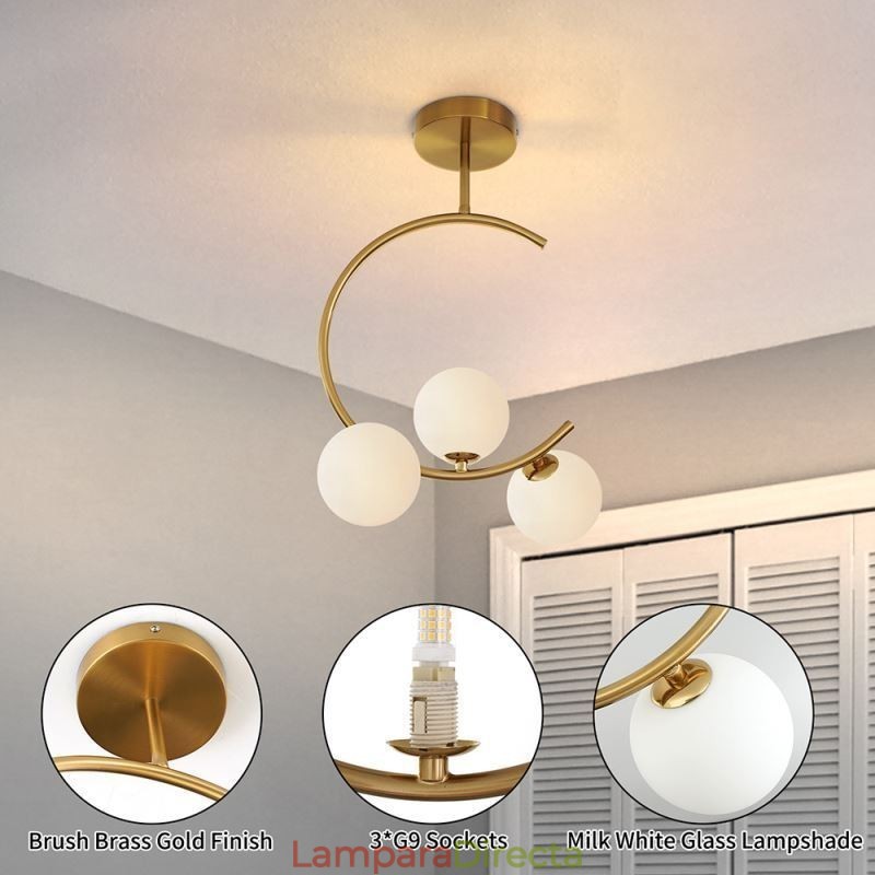 Lámpara de techo empotrada moderna y sencilla de tres luces, de cristal blanco lechoso, G9, 5 W