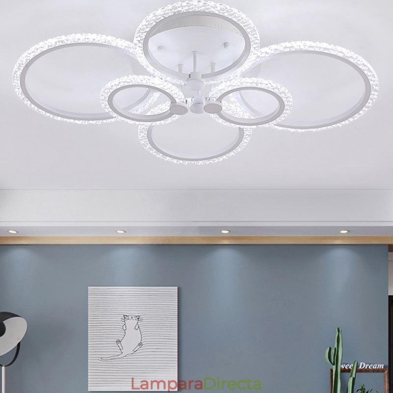 Lámpara de techo empotrada de acrílico circular minimalista moderna con flores