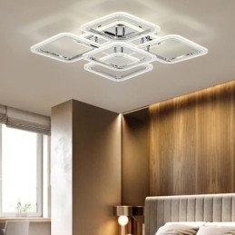 Lámpara de techo cuadrada de acrílico cromado con montaje empotrado de 5 luces