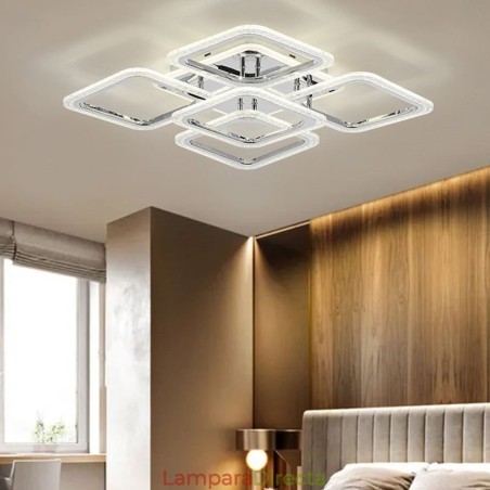 Lámpara de techo cuadrada de acrílico cromado con montaje empotrado de 5 luces Lámpara de techo cuadrada de acrílico cromado con montaje empotrado de 5 luces