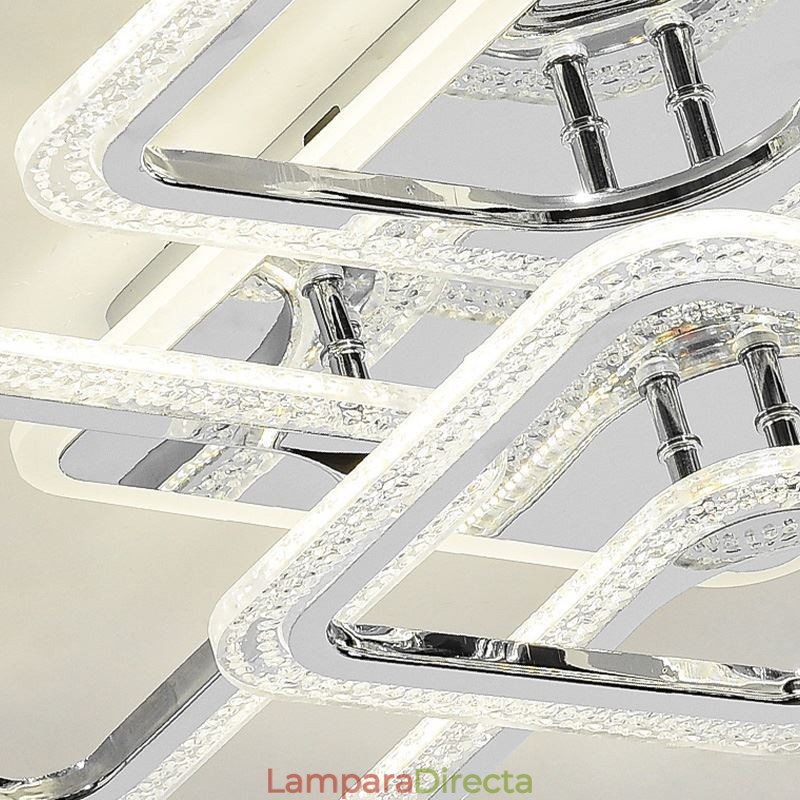 Lámpara de techo cuadrada de acrílico cromado con montaje empotrado de 5 luces