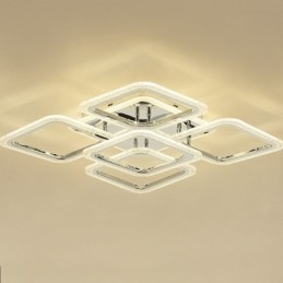 Lámpara de techo cuadrada de acrílico cromado con montaje empotrado de 5 luces