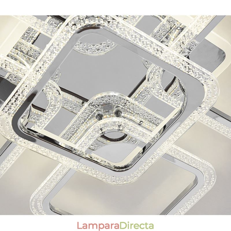 Lámpara de techo cuadrada de acrílico cromado con montaje empotrado de 5 luces