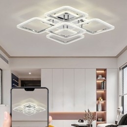 Lámpara de techo cuadrada de acrílico cromado con montaje empotrado de 5 luces