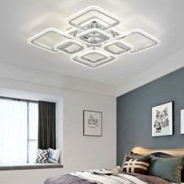 Lámpara de techo cuadrada de acrílico empotrada cromada de 8 luces