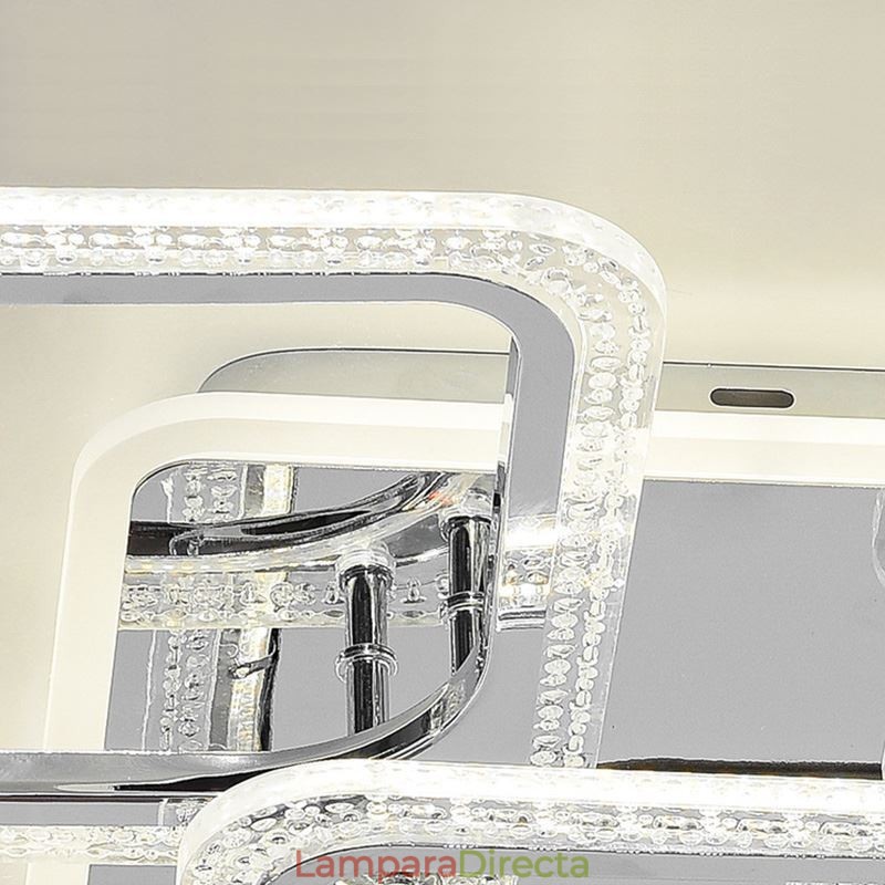 Lámpara de techo cuadrada de acrílico empotrada cromada de 8 luces