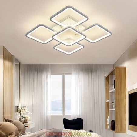 Lámpara de techo cuadrada de acrílico blanco empotrada de 5 luces y 8 luces