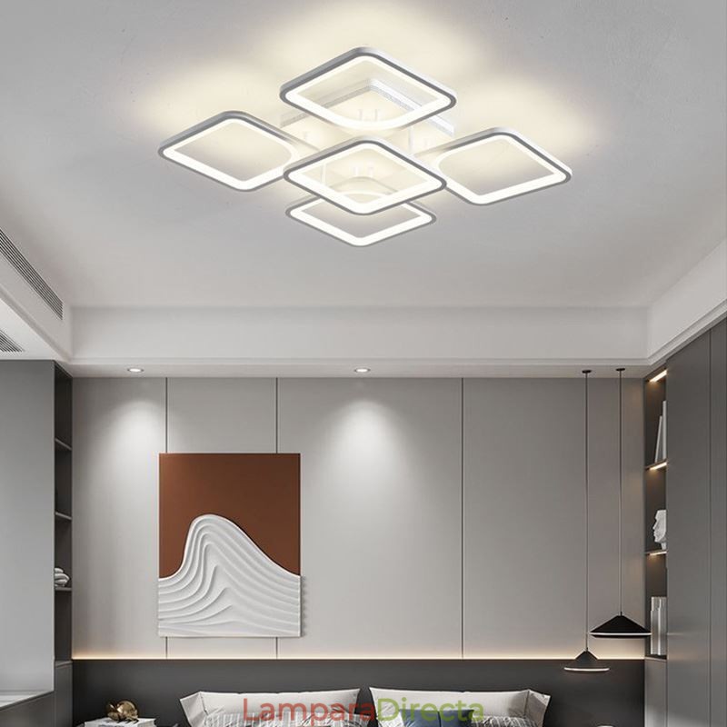 Lámpara de techo cuadrada de acrílico blanco empotrada de 5 luces y 8 luces