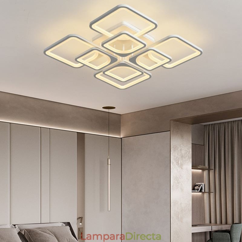Lámpara de techo cuadrada de acrílico blanco empotrada de 5 luces y 8 luces