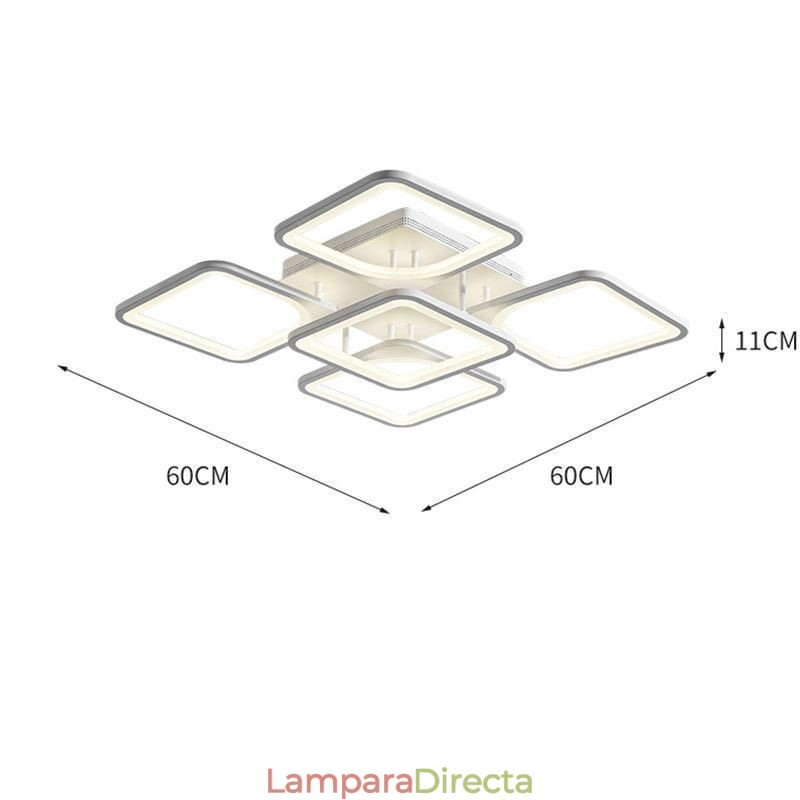 Lámpara de techo cuadrada de acrílico blanco empotrada de 5 luces y 8 luces