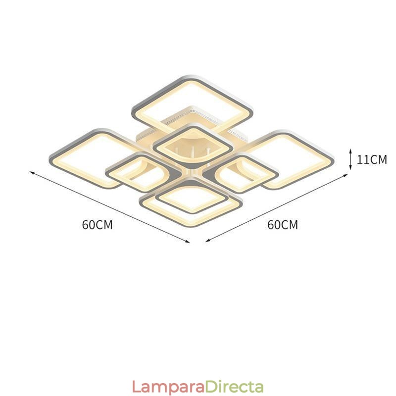 Lámpara de techo cuadrada de acrílico blanco empotrada de 5 luces y 8 luces
