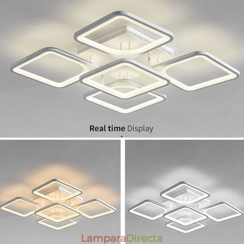 Lámpara de techo cuadrada de acrílico blanco empotrada de 5 luces y 8 luces