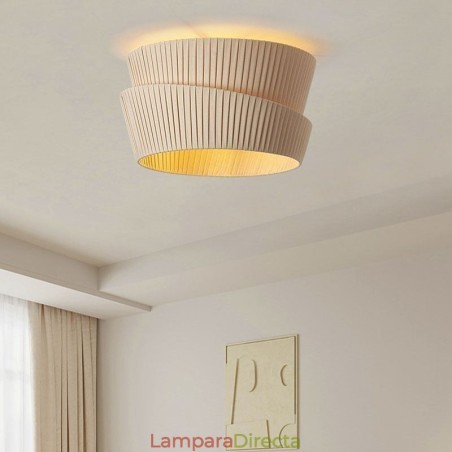 Lámpara de techo empotrada Wabi Sabi estilo francés crema con pantalla de tela de doble capa Lámpara de techo empotrada Wabi Sabi estilo francés crema con pantalla de tela de doble capa