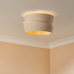 Lámpara de techo empotrada Wabi Sabi estilo francés crema con pantalla de tela de doble capa
