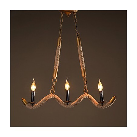 Lámpara de araña de cáñamo con forma de vela, colgante vintage de hierro forjado con cuerda de cáñamo ondulada Lámpara de araña de cáñamo con forma de vela, colgante vintage de hierro forjado con cuerda de cáñamo ondulada