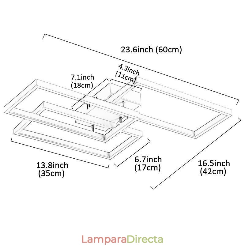 Lámpara de techo rectangular geométrica acrílica empotrada