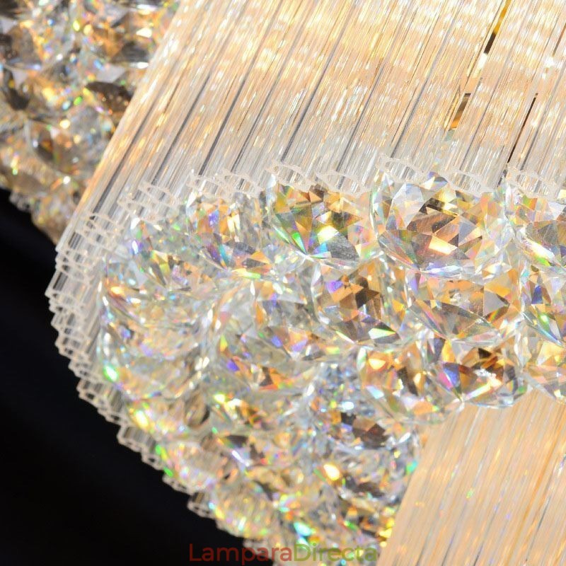Lámpara de techo redonda de cristal con mando a distancia de 80 cm.