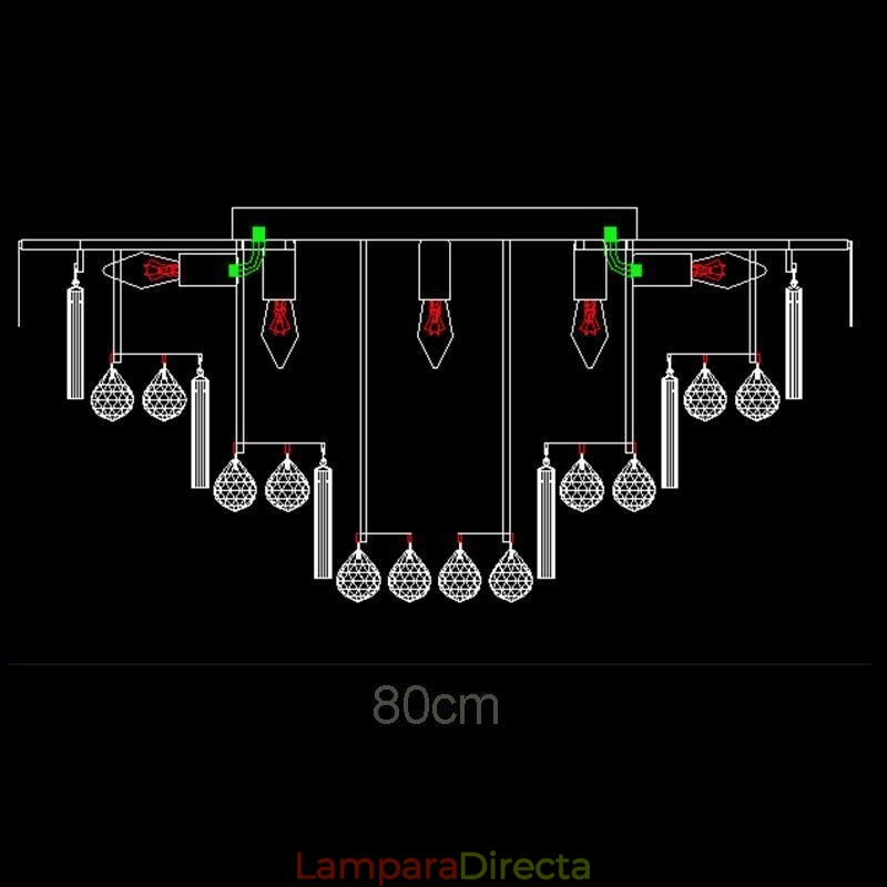 Lámpara de techo redonda de cristal con mando a distancia de 80 cm.
