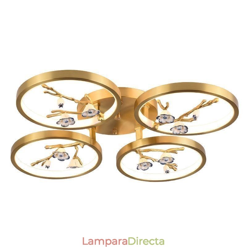 Lámpara de techo empotrada con diseño de rama de ciruelo en flor de cobre