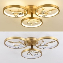 Lámpara de techo empotrada con diseño de rama de ciruelo en flor de cobre
