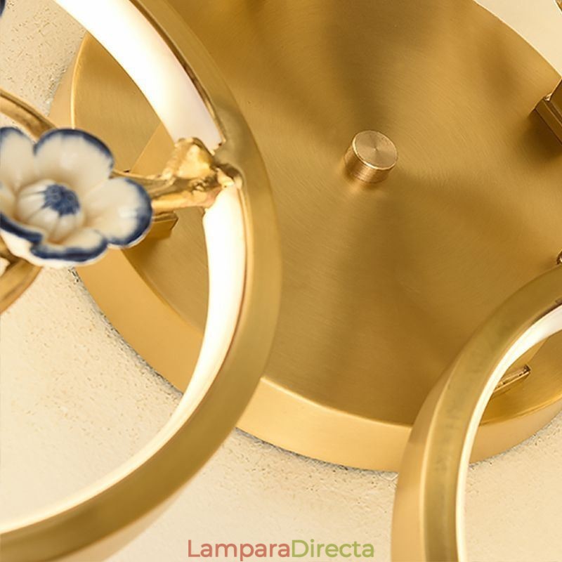 Lámpara de techo empotrada con diseño de rama de ciruelo en flor de cobre