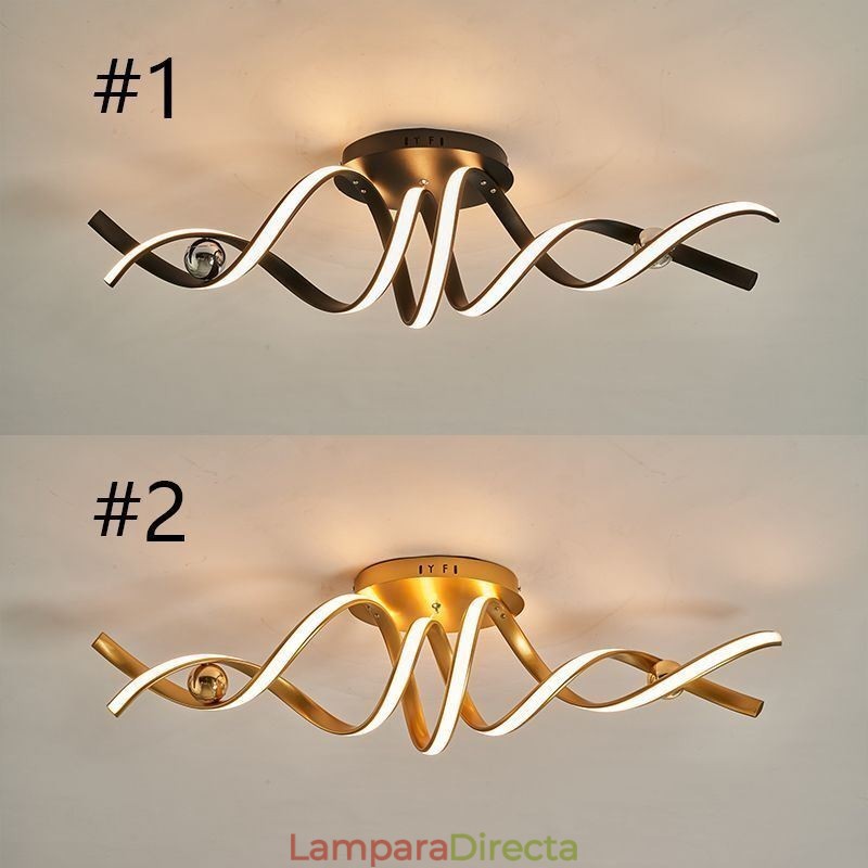 Lámpara de techo moderna en espiral con diseño artístico de aluminio y montaje empotrado