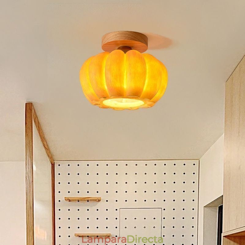 Lámparas de techo retro japonesas empotradas con forma de calabaza de un solo cabezal