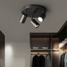 Lámpara de techo moderna de 3 luces, color negro dorado, con acabado en cobre, ideal para el hogar.