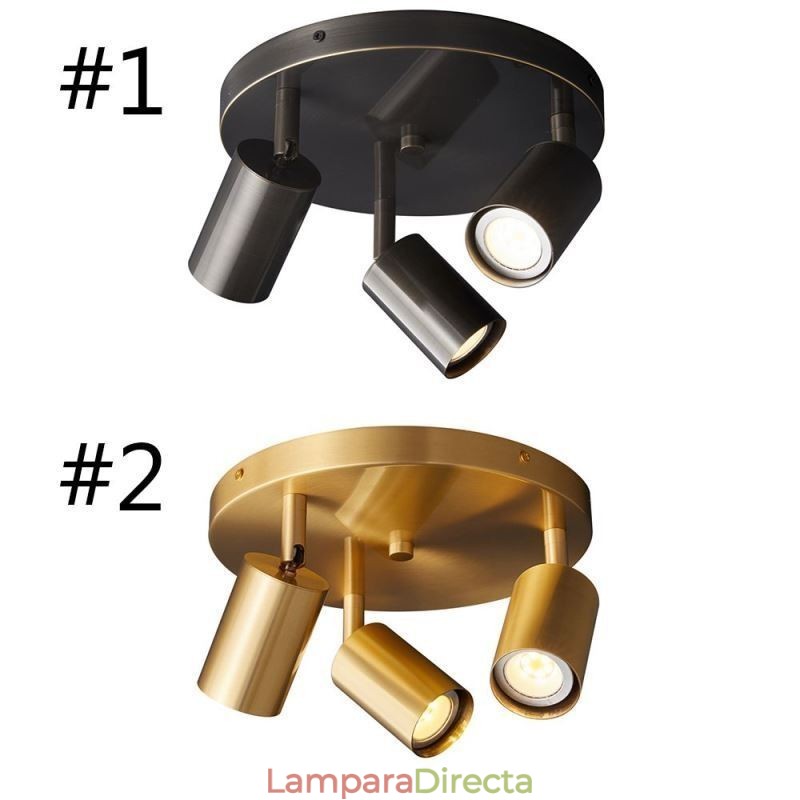 Lámpara de techo moderna de 3 luces, color negro dorado, con acabado en cobre, ideal para el hogar.
