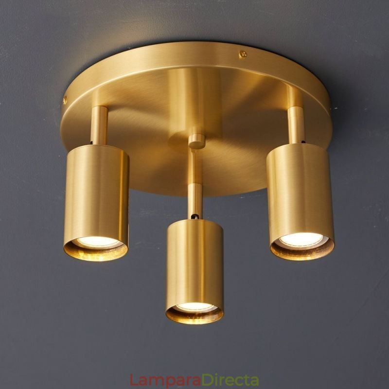 Lámpara de techo moderna de 3 luces, color negro dorado, con acabado en cobre, ideal para el hogar.