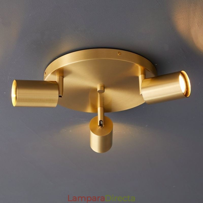 Lámpara de techo moderna de 3 luces, color negro dorado, con acabado en cobre, ideal para el hogar.