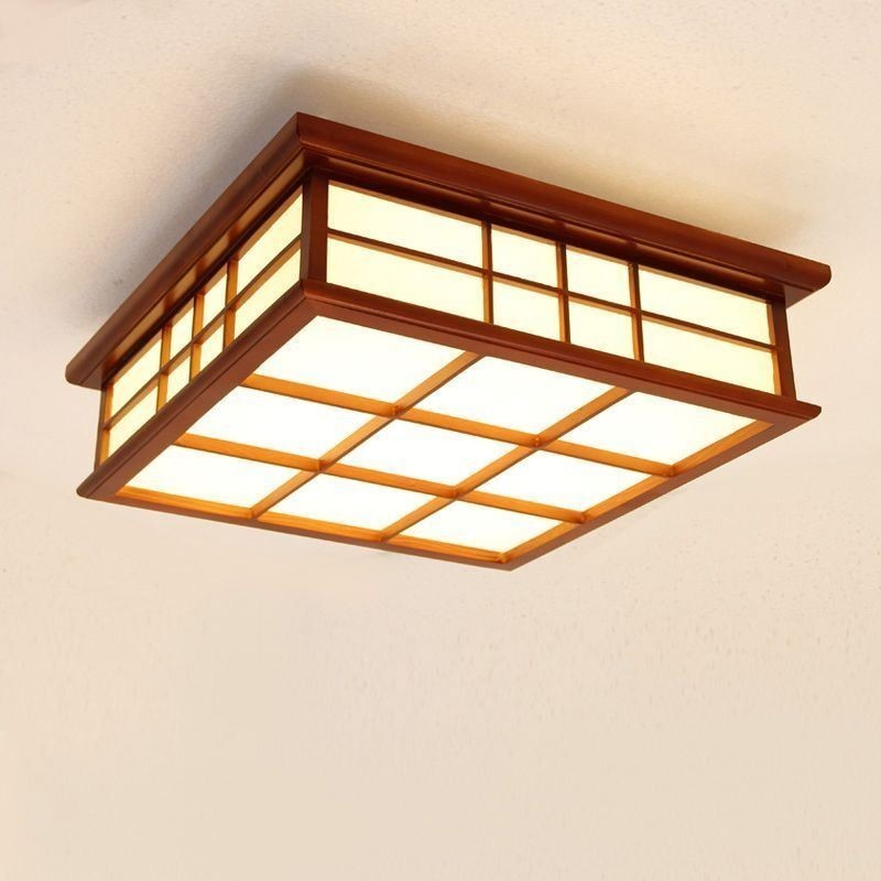 Lámpara de techo de estilo retro de madera empotrada