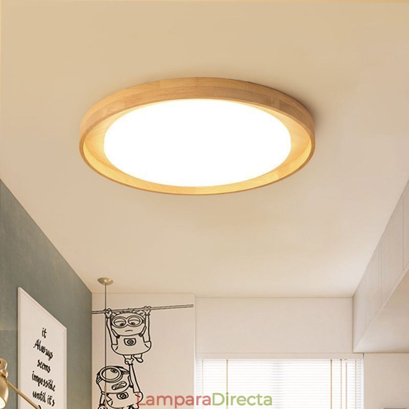 Lámpara de techo moderna de madera acrílica redonda