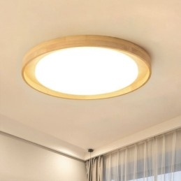 Lámpara de techo moderna de madera acrílica redonda