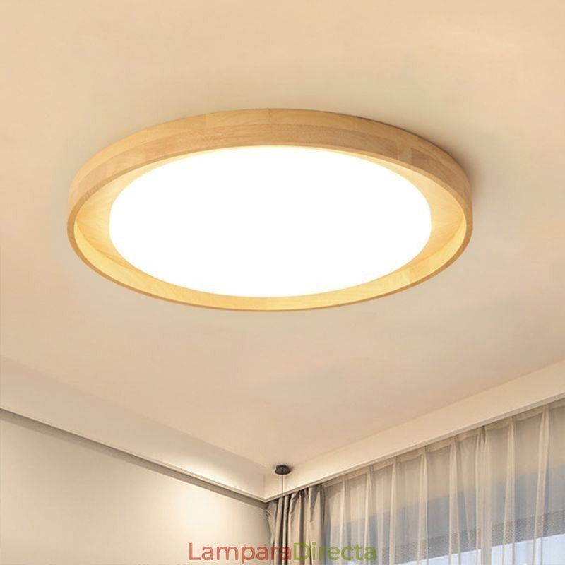 Lámpara de techo moderna de madera acrílica redonda