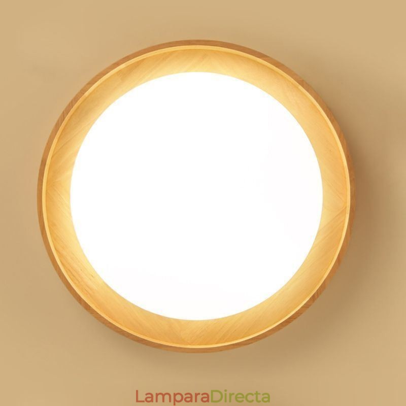 Lámpara de techo moderna de madera acrílica redonda
