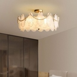 Lámpara de techo de hierro europea, elegante lámpara de techo de cristal.