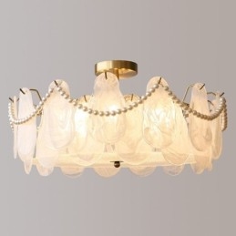 Lámpara de techo de hierro europea, elegante lámpara de techo de cristal.