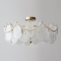 Lámpara de techo de hierro europea, elegante lámpara de techo de cristal.