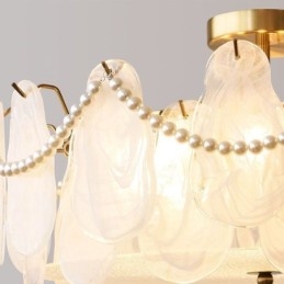 Lámpara de techo de hierro europea, elegante lámpara de techo de cristal.