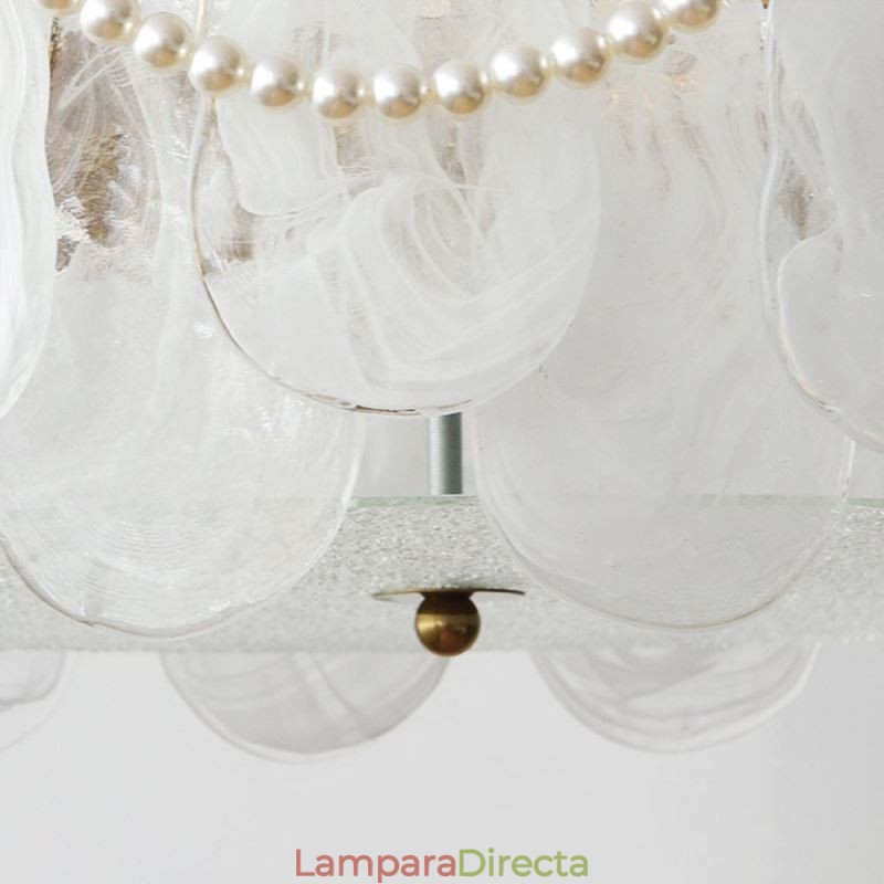 Lámpara de techo de hierro europea, elegante lámpara de techo de cristal.
