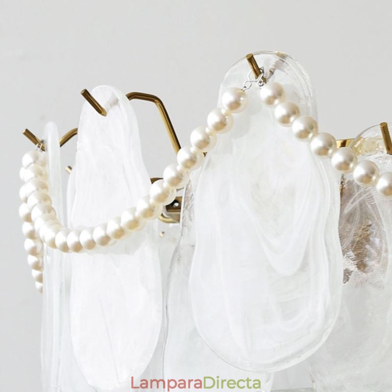 Lámpara de techo de hierro europea, elegante lámpara de techo de cristal.