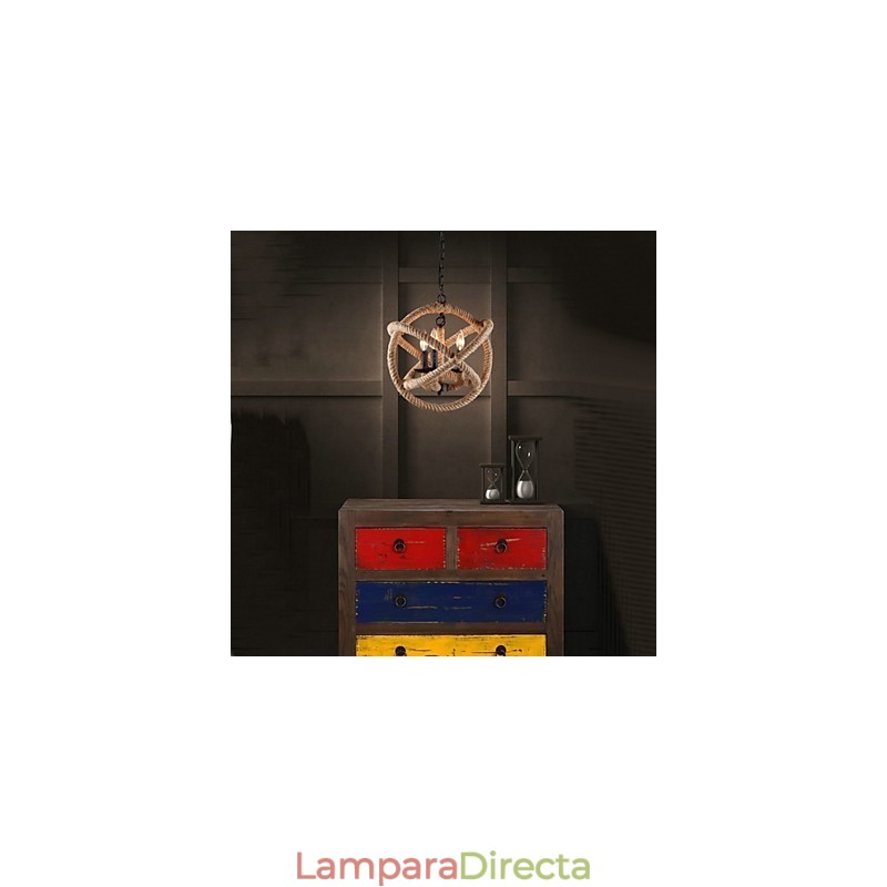 Lámpara de araña de metal con pintura estilo campestre en miniatura