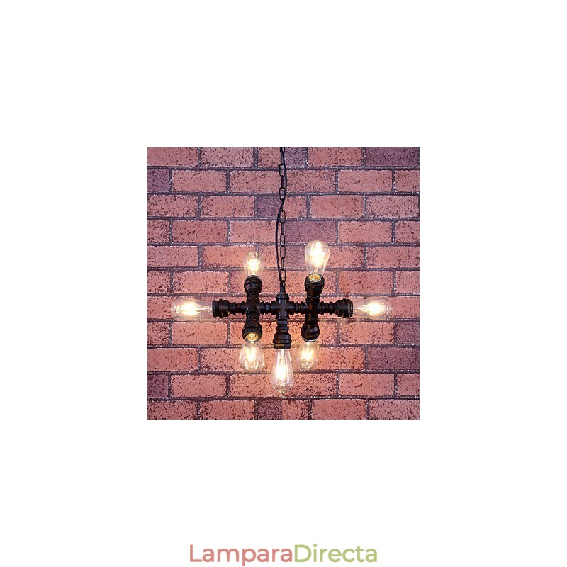 Lámpara de araña de metal con pintura vintage