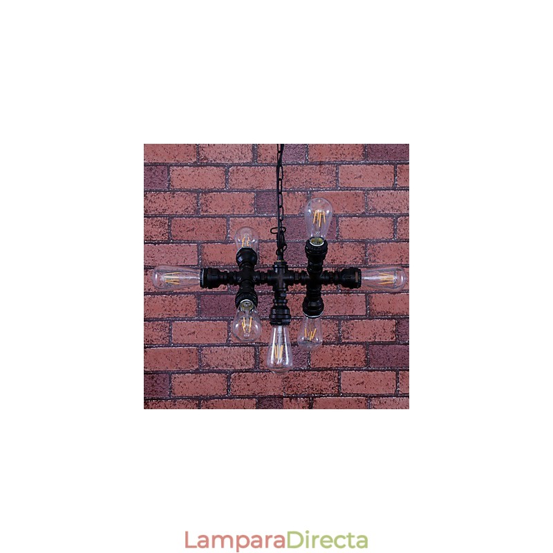 Lámpara de araña de metal con pintura vintage