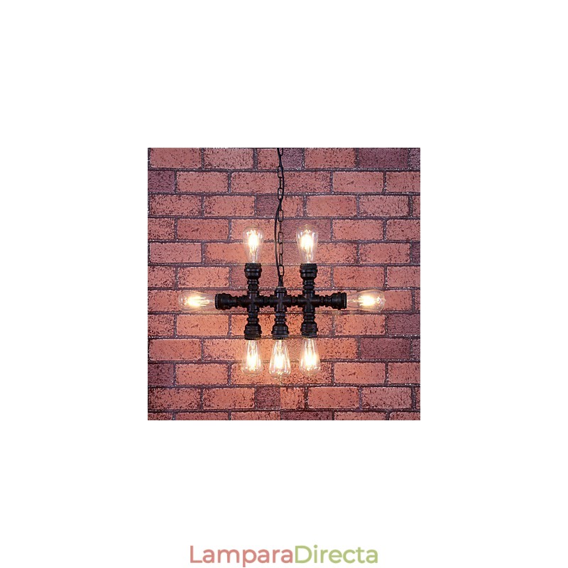 Lámpara de araña de metal con pintura vintage