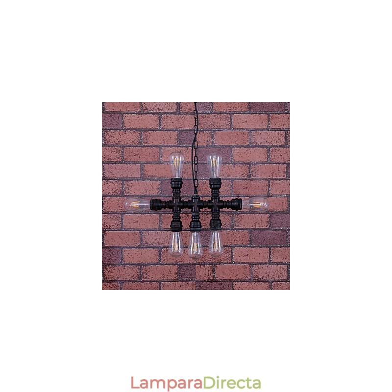 Lámpara de araña de metal con pintura vintage