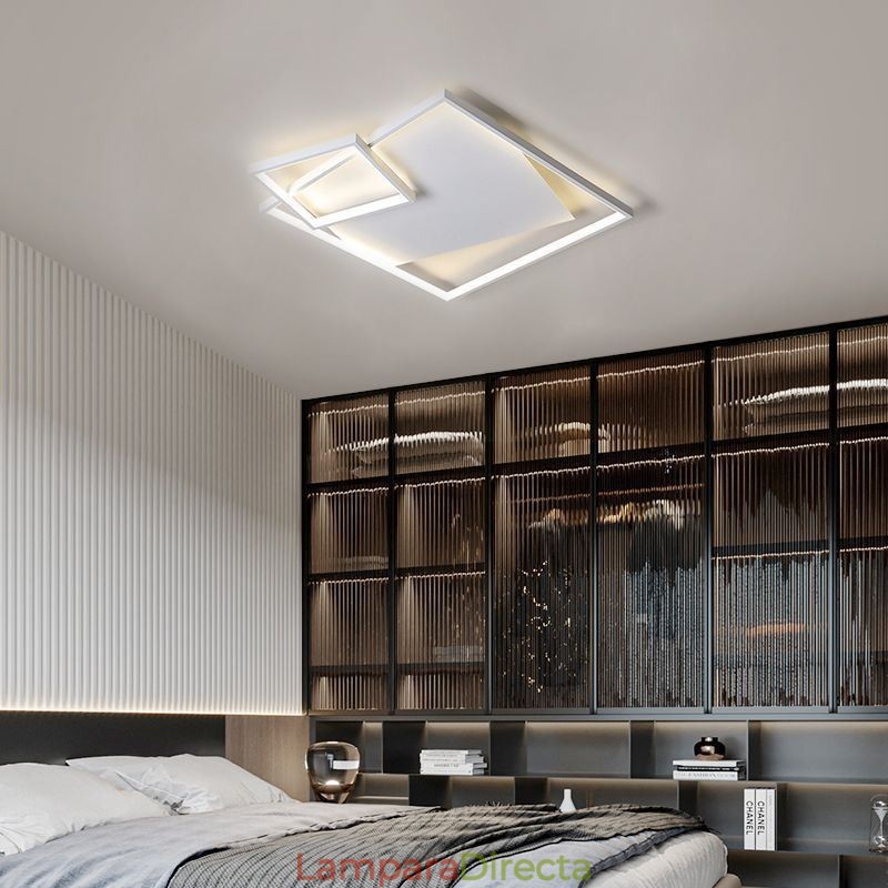 Lámpara de techo moderna cuadrada, iluminación inteligente para interiores