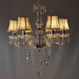 Lámpara de araña moderna de lujo de 6 luces con decoración de cristal