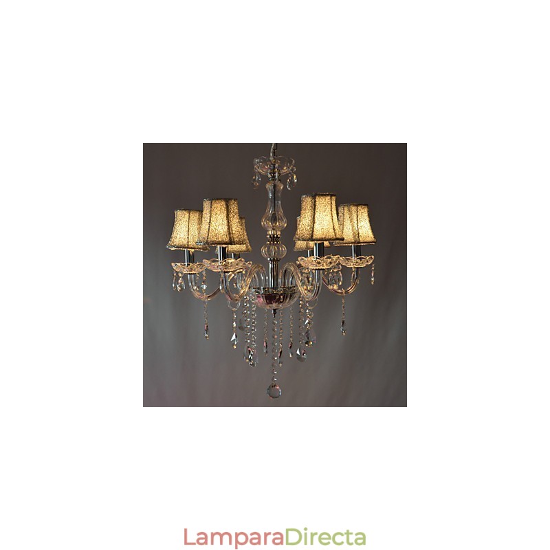 Lámpara de araña moderna de lujo de 6 luces con decoración de cristal